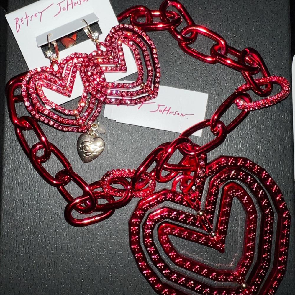 Betsey Johnson Red Heart Jewelry Set